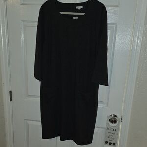 J. Jill Dark Gray Long-Sleeve Shift Dress with Pockets